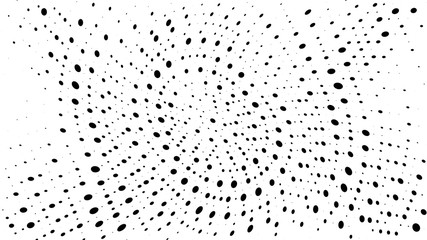 Halftone gradient pattern. Abstract halftone dots background. Monochrome dots pattern. Vector halftone texture. Radial twisted circle. Grunge texture. Pop Art, Comic small dots. Wave twisted dots.