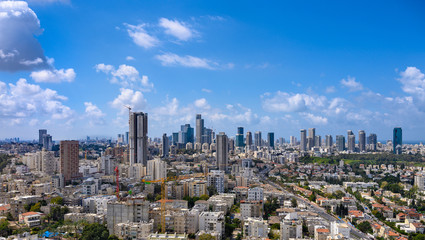 Fototapeta na wymiar Aerial view of Tel Aviv skyscrapers.