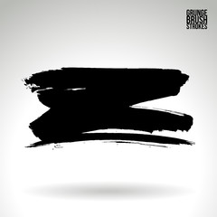 Black brush stroke and texture. Grunge vector abstract hand - painted element. Underline and border design.