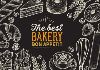 Bakery vector illustration - cake, donut, croissant, cupcake