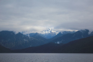 Doubtful Sound cruise - crossing Lake Manapouri before going to actual sounds, Fiordland National Park, South Island, New Zealand