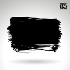 Black brush stroke and texture. Grunge vector abstract hand - painted element. Underline and border design.