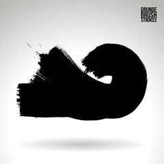 Black brush stroke and texture. Grunge vector abstract hand - painted element. Underline and border design.