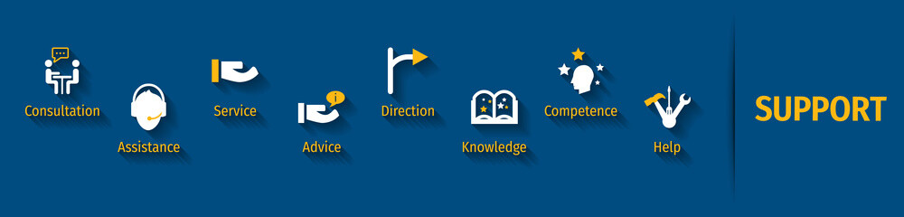 Banner Support Concept. Support with Icon.