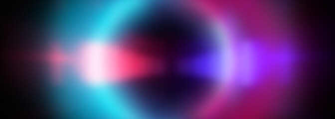 Empty Dark Futuristic Sci Fi Big Hall Room With Lights And Circle Shaped Neon Light. Dark neon background, empty stage, abstract dark background. Neon circle, reflection