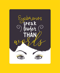 Woman face poster vector illustration. Beauty design for salon, make up artist courses training. Cosmetic products, professional care. School for beautician. Masterclass.