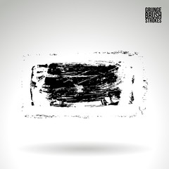 Black brush stroke and texture. Grunge vector abstract hand - painted element. Underline and border design.