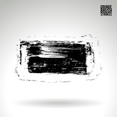 Black brush stroke and texture. Grunge vector abstract hand - painted element. Underline and border design.