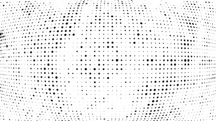 Halftone gradient pattern. Abstract halftone dots background. Monochrome dots pattern. Vector halftone texture. Grunge texture. Pop Art, Comic small dots. 3d sphere, Wave twisted dots. Design elements
