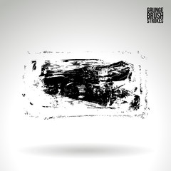 Black brush stroke and texture. Grunge vector abstract hand - painted element. Underline and border design.