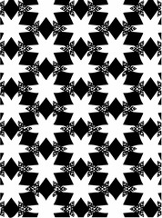 Black and white ornate geometric pattern and abstract background