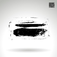 Black brush stroke and texture. Grunge vector abstract hand - painted element. Underline and border design.