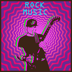 Printvector image of poster of american country rock music festival with guitar player playing guitar on bright textures