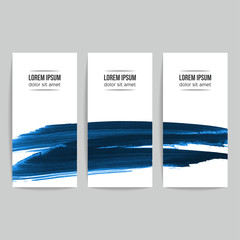 Set of vector business card templates with brush stroke background.