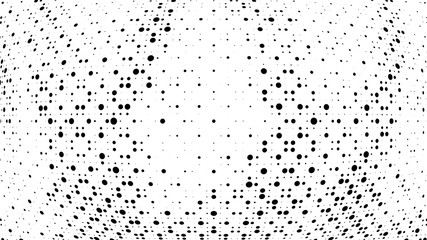 Halftone gradient pattern. Abstract halftone dots background. Monochrome dots pattern. Vector halftone texture. Grunge texture. Pop Art, Comic small dots. 3d sphere, Wave twisted dots. Design elements