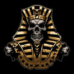 Gold Pharaoh Skull