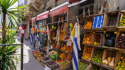 Tuinposter Fresh Fruit Stand on the Streets of Montevideo, Uruguay © Danilo