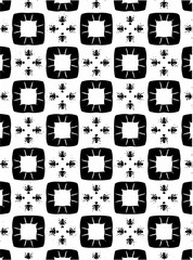 Black and white ornate geometric pattern and abstract background
