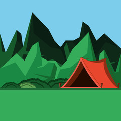 camping tent in landscape