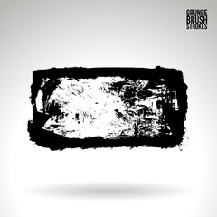 Black brush stroke and texture. Grunge vector abstract hand - painted element. Underline and border design.