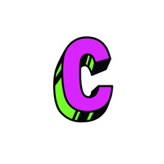 Letter in cartoon style. Vector. Bulk forms. Cyrillic, Slavonic letter. Russian font. Logo, sign.