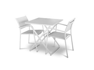 garden dining table with chairs on a white background