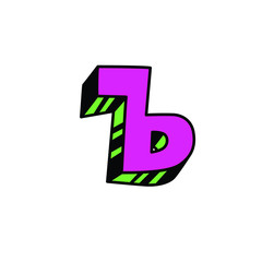 Letter in cartoon style. Vector. Bulk forms. Cyrillic, Slavonic letter. Russian font. Logo, sign.