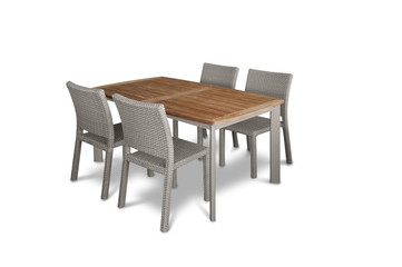 garden dining table with chairs on a white background
