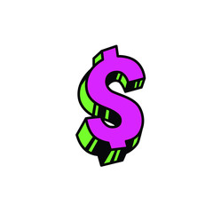 Obraz premium Dollar sign Vector. Bright red financial symbol. Bulk forms. Logo for a financial company. Cartoon style.