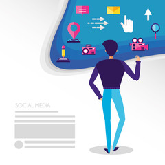 man with social media icons