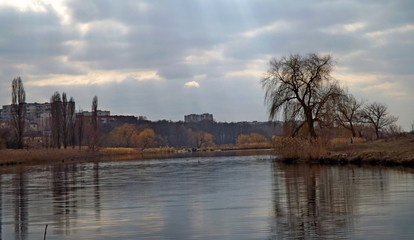 Fototapeta premium sunset on the river