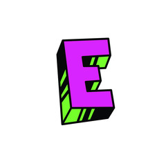 Letter in cartoon style. Vector. Bright red Latin letter. Bulk forms. Cyrillic, Slavic letter. Russian font.