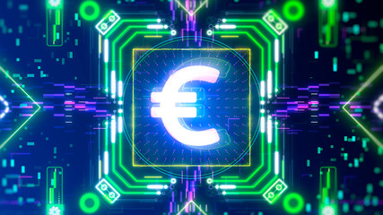 euro electronic money sign on digital background. Futuristic interface concept