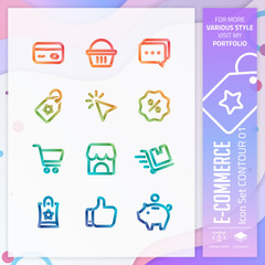 E-commerce icon set on 3D style for shopping symbol. Business icon bundle can use for website, app, UI, infographic, print template and presentation.