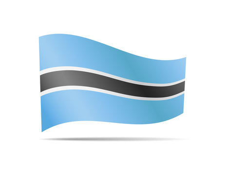 Waving Botswana flag in the wind. Flag on white vector illustration