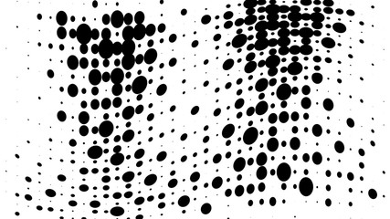 Halftone gradient pattern. Abstract halftone dots background. Monochrome dots pattern. Vector halftone texture. Grunge texture. Pop Art, Comic small dots. Wave twisted dots. Template for cover, banner