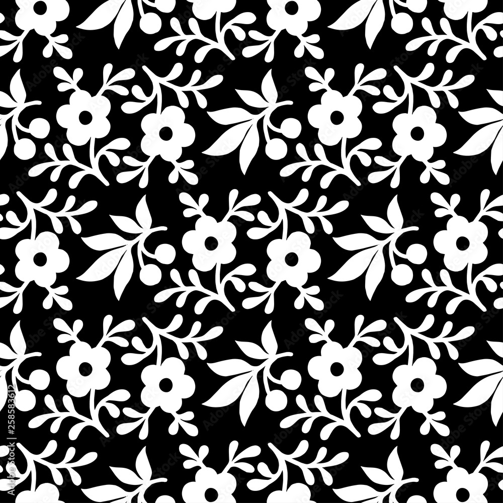 Wall mural abstract pattern black and whit doodle