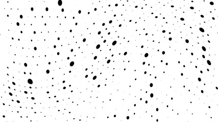 Halftone gradient pattern. Abstract halftone dots background. Monochrome dots pattern. Vector halftone texture. Radial twisted circle. Grunge texture. Pop Art, Comic small dots. Wave twisted dots.