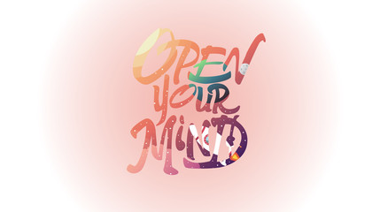 Open your Mind. Vector illustration. Print on clothes.