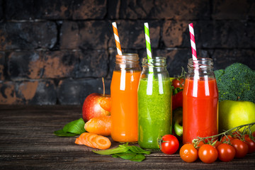 Obraz na płótnie Canvas Fruit and Vegetable smoothie drink. 