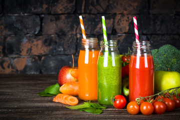 Fruit and Vegetable smoothie drink. 