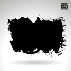 Black brush stroke and texture. Grunge vector abstract hand - painted element. Underline and border design.