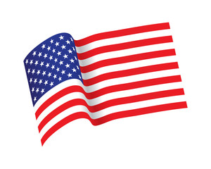 Waving flag of the United States. illustration of wavy American Flag for Independence Day. American flag on white background vector illustration. US, USA, banner. USA flag vector eps10.