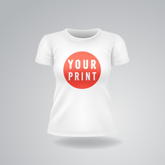 White woman T-shirt with short sleeves mock up, place for print