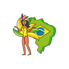 map of brazil with woman brazilian