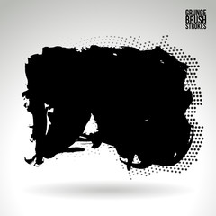 Black brush stroke and texture. Grunge vector abstract hand - painted element. Underline and border design.