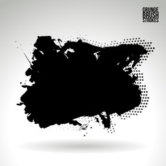Fototapeta premium Black brush stroke and texture. Grunge vector abstract hand - painted element. Underline and border design.