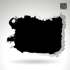 Black brush stroke and texture. Grunge vector abstract hand - painted element. Underline and border design.