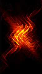 Fire flames and waves, abstract fractal wallpaper for cellphone