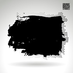 Fototapeta premium Black brush stroke and texture. Grunge vector abstract hand - painted element. Underline and border design.